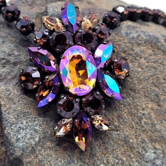 Gorgeous Isabelle De Millery Lyon France Crystal Rhinestone Statement Necklace - Picture 4 of 14